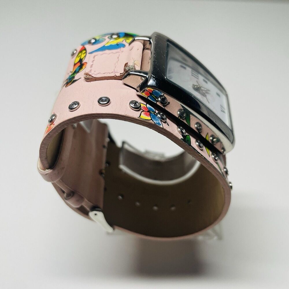 Ed Hardy Leather Pink Floral Watch. 0054 - Picture 4 of 9